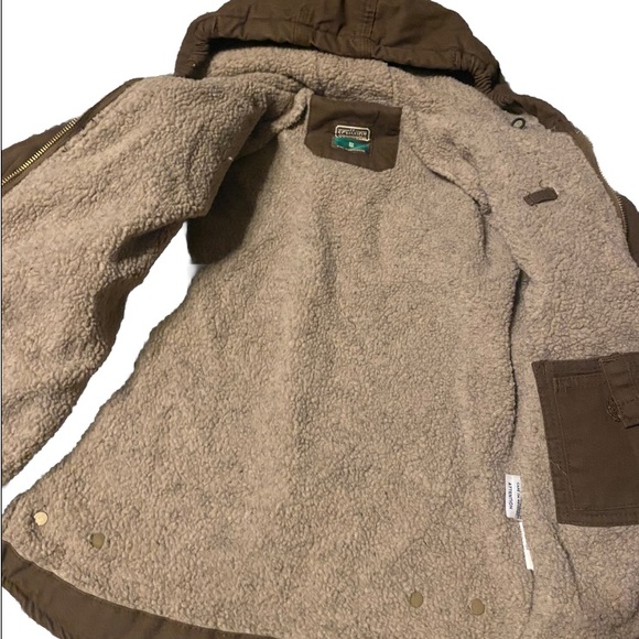 C.E. Schmidt Workwear Full Zip Sherpa Lined Hooded Jacket Brown youth small - Picture 3 of 5